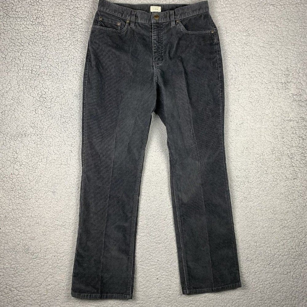 L.L.Bean Women's Corduroy Pants Size 12 Regular Gray Stretch Five Pocket 0 YQ73